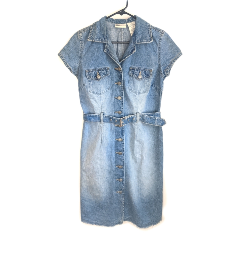 Y2K Western Boho Belted Denim Dress